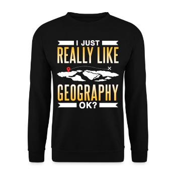 J’aime juste la géographie très bien? Géographe - Sweat-shirt Unisexe - noir - Devant - Alina (178cm) & Michal (187cm)