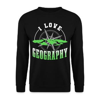 Ich Liebe Geografie Beruf Geograph Geographie - Unisex Pullover - Schwarz - Vorne - Alina (178cm) & Michal (187cm)