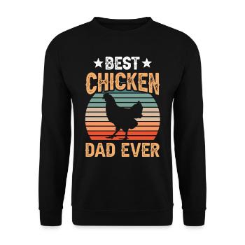 Der Beste Hühner Dad Aller Zeiten Huhn Papi Papa - Unisex Pullover - Schwarz - Vorne - Alina (178cm) & Michal (187cm)