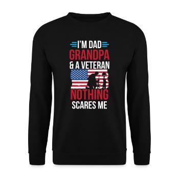 Papa Opa Und Veteran Nichts Macht Mir Angst Vater - Unisex Pullover - Schwarz - Vorne - Alina (178cm) & Michal (187cm)