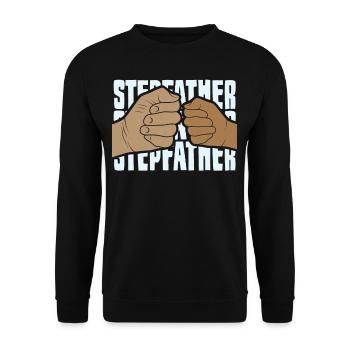 Stiefvater Stepdad Stiefpapa Vatertag - Unisex Pullover - Schwarz - Vorne - Alina (178cm) & Michal (187cm)