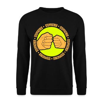 Stiefvater Stiefpapa Stepdad Vatertag - Unisex Pullover - Schwarz - Vorne - Alina (178cm) & Michal (187cm)