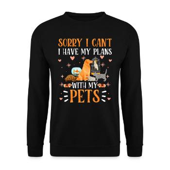 J’ai des plans avec mes animaux de compagnie Désolé Hobby - Sweat-shirt Unisexe - noir - Devant - Alina (178cm) & Michal (187cm)