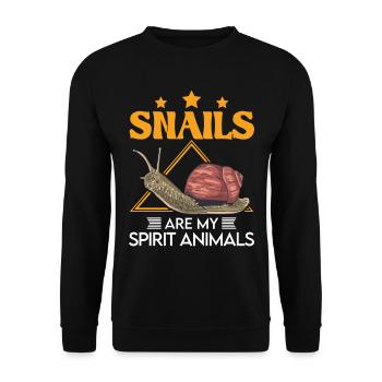 Schnecke Spirit Animal Weinbergschnecken - Unisex Pullover - Schwarz - Vorne - Alina (178cm) & Michal (187cm)