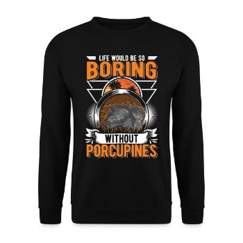 Porcupine Gift Porcupine - Unisex Sweatshirt - black - Front - Alina (178cm) & Michal (187cm)