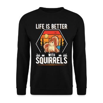 Life is better with Squirrels Squirrel - Unisex Sweatshirt - black - Front - Alina (178cm) & Michal (187cm)