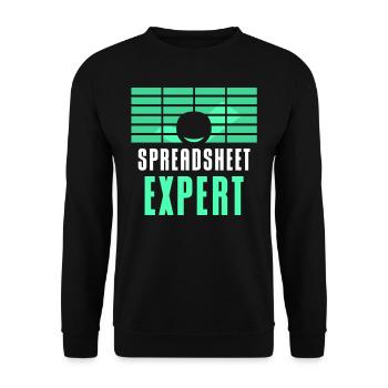 Spreadsheet Experte Buchhalter Tabelle Arbeit - Unisex Pullover - Schwarz - Vorne - Alina (178cm) & Michal (187cm)