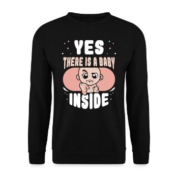 Ja Da Ist Ein Baby Drin Schwanger Baby Inside Süß - Unisex Pullover - Schwarz - Vorne - Alina (178cm) & Michal (187cm)