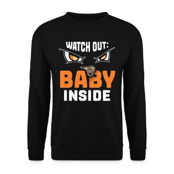 Achtung Baby Inside Schwanger Schwangerschaft Süß - Unisex Pullover - Schwarz - Vorne - Alina (178cm) & Michal (187cm)
