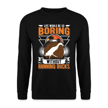 Running Gift Running Duck Bottle Duck - Unisex Sweatshirt - black - Front - Alina (178cm) & Michal (187cm)