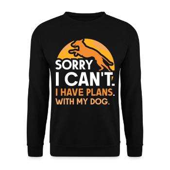 J’ai des plans avec mon chien Hobby Désolé l’équipe - Sweat-shirt Unisexe - noir - Devant - Alina (178cm) & Michal (187cm)