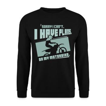 Je ne peux pas avoir de plans avec ma moto - Sweat-shirt Unisexe - noir - Devant - Alina (178cm) & Michal (187cm)