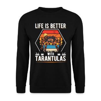 Life is better with Tarantulas Tarantel - Unisex Pullover - Schwarz - Vorne - Alina (178cm) & Michal (187cm)