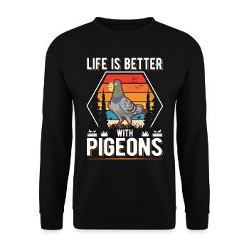Life is better with Pigeons Pigeon Pigeon Fancier - Unisex Sweatshirt - black - Front - Alina (178cm) & Michal (187cm)