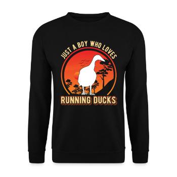Indian Running Young Bottle Duck - Unisex Sweatshirt - black - Front - Alina (178cm) & Michal (187cm)