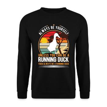 Indien Running Gift Runner Canard - Sweat-shirt Unisexe - noir - Devant - Alina (178cm) & Michal (187cm)