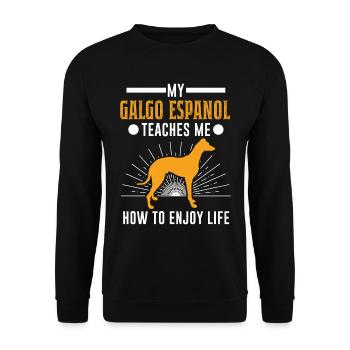 Galgo Espanol Gift Spanish Greyhound - Unisex Sweatshirt - black - Front - Alina (178cm) & Michal (187cm)