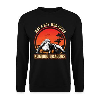 Komodowaran Mädchen Komodo Dragon Waran - Unisex Pullover - Schwarz - Vorne - Alina (178cm) & Michal (187cm)