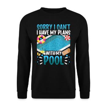 I Have Plans With My Pool Team Hobby Sorry - Unisex Sweatshirt - black - Front - Alina (178cm) & Michal (187cm)