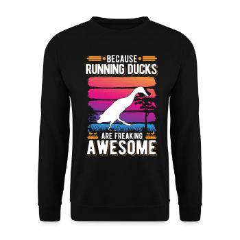 Indian Running Gift Runner Duck - Unisex Sweatshirt - black - Front - Alina (178cm) & Michal (187cm)