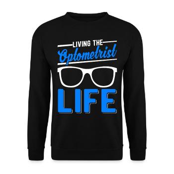 Living the Optometrist Life Optiker - Unisex Pullover - Schwarz - Vorne - Alina (178cm) & Michal (187cm)