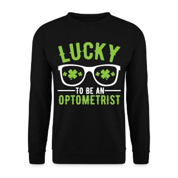 Lucky to be an Optometrist Augenoptiker Optiker - Unisex Pullover - Schwarz - Vorne - Alina (178cm) & Michal (187cm)