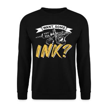 Want some ink? Tattoo Artist Tattoo - Unisex Sweatshirt - black - Front - Alina (178cm) & Michal (187cm)
