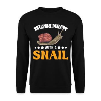 Life is better with a Snail Schnecke - Unisex Sweatshirt - black - Front - Alina (178cm) & Michal (187cm)