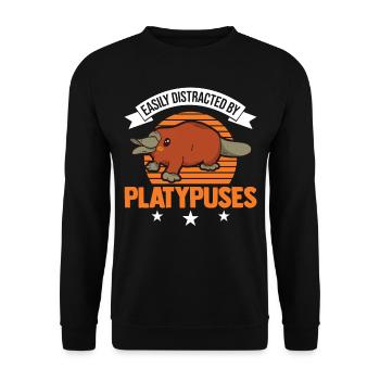 Easily distracted by Platypuses Schnabeltier - Unisex Sweatshirt - black - Front - Alina (178cm) & Michal (187cm)