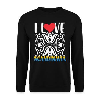 Ich Liebe Skandinavien Skandinavier Skandinavisch - Unisex Pullover - Schwarz - Vorne - Alina (178cm) & Michal (187cm)