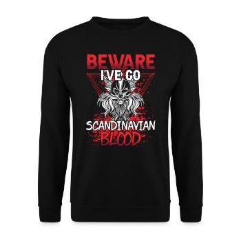 Vorsicht Ich Habe Skandinavisches Blut Nordisch - Unisex Pullover - Schwarz - Vorne - Alina (178cm) & Michal (187cm)