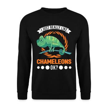 Chameleon Gift Chameleon - Unisex Sweatshirt - black - Front - Alina (178cm) & Michal (187cm)