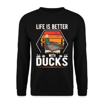 La vie est meilleure avec Ducks Duck Duck Breeder - Sweat-shirt Unisexe - noir - Devant - Alina (178cm) & Michal (187cm)