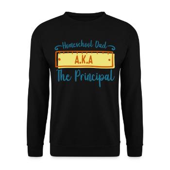 Homeschool Papa Der Schulleiter Homeschooling - Unisex Pullover - Schwarz - Vorne - Alina (178cm) & Michal (187cm)