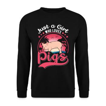 Schweine Mädchen Schweinebauer - Unisex Pullover - Schwarz - Vorne - Alina (178cm) & Michal (187cm)