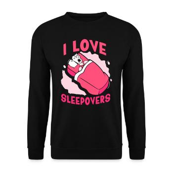 Ich Liebe Übernachtungen Süß Party Übernachten - Unisex Pullover - Schwarz - Vorne - Alina (178cm) & Michal (187cm)