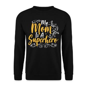 Meine Mutter Ist Eine Superheldin Mama Muttertag - Unisex Pullover - Schwarz - Vorne - Alina (178cm) & Michal (187cm)