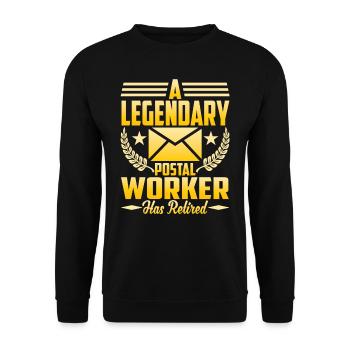 Un facteur légendaire est à la retraite - Sweat-shirt Unisexe - noir - Devant - Alina (178cm) & Michal (187cm)