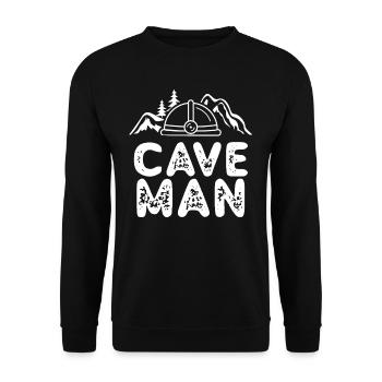 Caveman Cave Man Cave Caving Cave Hiking - Unisex Sweatshirt - black - Front - Alina (178cm) & Michal (187cm)