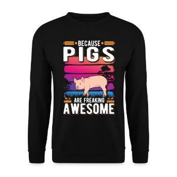 Because Pigs are freaking awesome Schweine - Unisex Pullover - Schwarz - Vorne - Alina (178cm) & Michal (187cm)