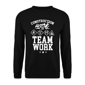 Bauarbeit Ist Teamarbeit Baustelle Bau Teamwork - Unisex Pullover - Schwarz - Vorne - Alina (178cm) & Michal (187cm)