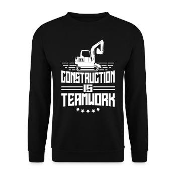 Bauarbeit Ist Teamarbeit Teamwork Bau Baustelle - Unisex Pullover - Schwarz - Vorne - Alina (178cm) & Michal (187cm)