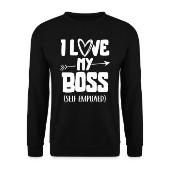 Ich Liebe Meinen Chef Selbstständig Freelancer - Unisex Pullover - Schwarz - Vorne - Alina (178cm) & Michal (187cm)