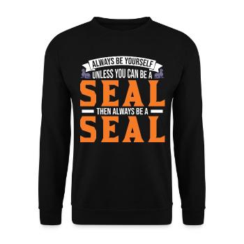 Robbe Geschenk Seal Seelöwe - Unisex Pullover - Schwarz - Vorne - Alina (178cm) & Michal (187cm)