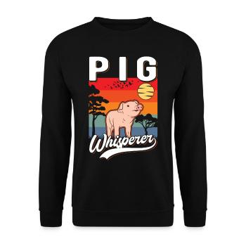 Schweineflüsterer Schweine Pig Whisperer - Unisex Pullover - Schwarz - Vorne - Alina (178cm) & Michal (187cm)