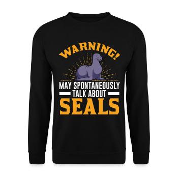 Robbe Geschenk Seal Seelöwe - Unisex Pullover - Schwarz - Vorne - Alina (178cm) & Michal (187cm)