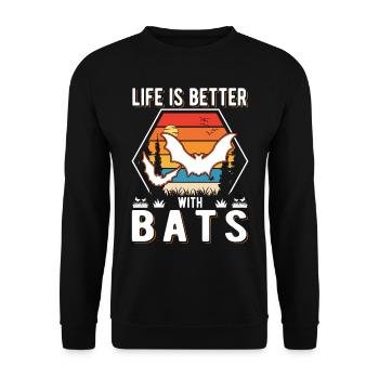 Life is better with Bats Bat - Unisex Sweatshirt - black - Front - Alina (178cm) & Michal (187cm)