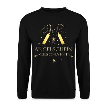 Angelschein Angler Anglerprüfung Angeln - Unisex Pullover - Schwarz - Vorne - Alina (178cm) & Michal (187cm)