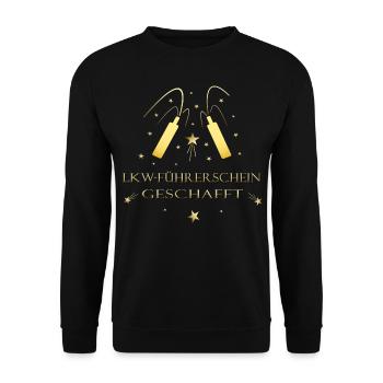 Lkw Führerschein Lastkraftwagen Klasse C - Unisex Pullover - Schwarz - Vorne - Alina (178cm) & Michal (187cm)
