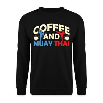 Kaffee Und Muay Thai Kampfsport Kämpfer Kampf - Unisex Pullover - Schwarz - Vorne - Alina (178cm) & Michal (187cm)
